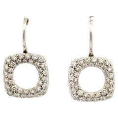 Tiffany & Co. Boucles d'oreilles pendantes carrées en diamant 18KWG Italie