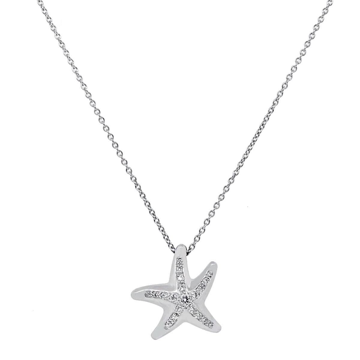 Round Cut Tiffany & Co. Diamond Star Fish Necklace