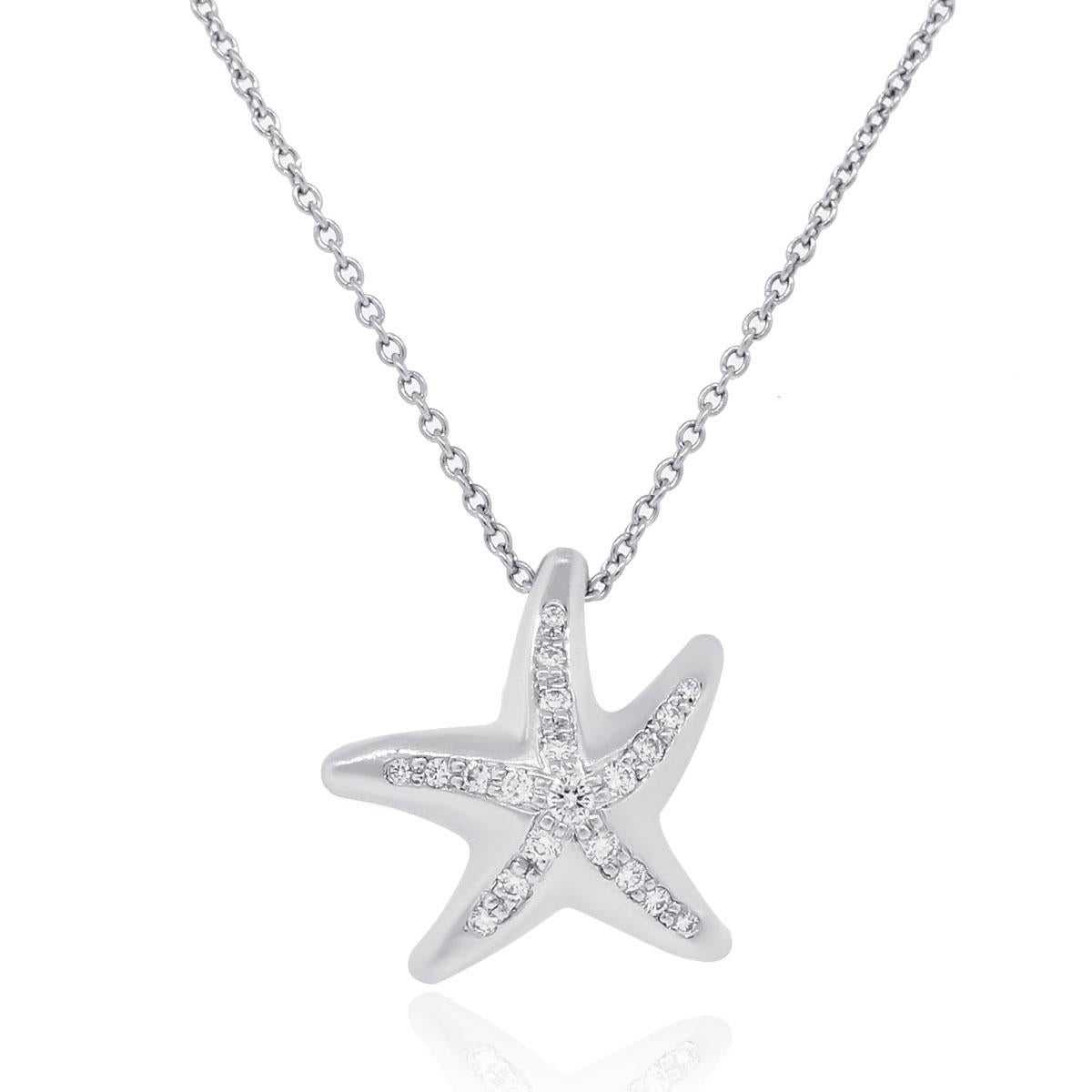 Tiffany & Co. Diamond Star Fish Necklace In Excellent Condition In Boca Raton, FL