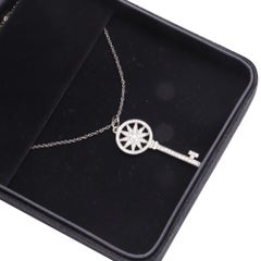 Tiffany & Co. Diamond Star Key Chain Necklace in Silver Platinum Metal