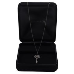 Tiffany & Co. Diamond Star Key Chain Necklace in Silver Platinum Metal
