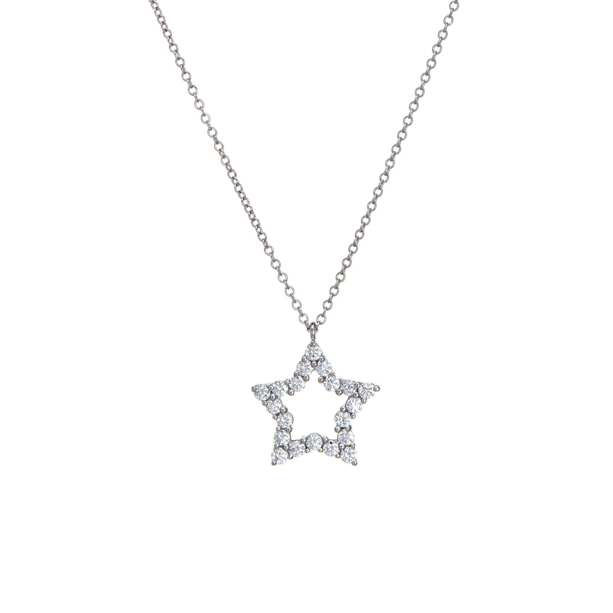 Round Cut Tiffany & Co Diamond Star Necklace Platinum 16