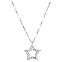 Vintage Tiffany & Co Diamond Star Necklace Platinum 16" Chain Signed Estate Jewelry