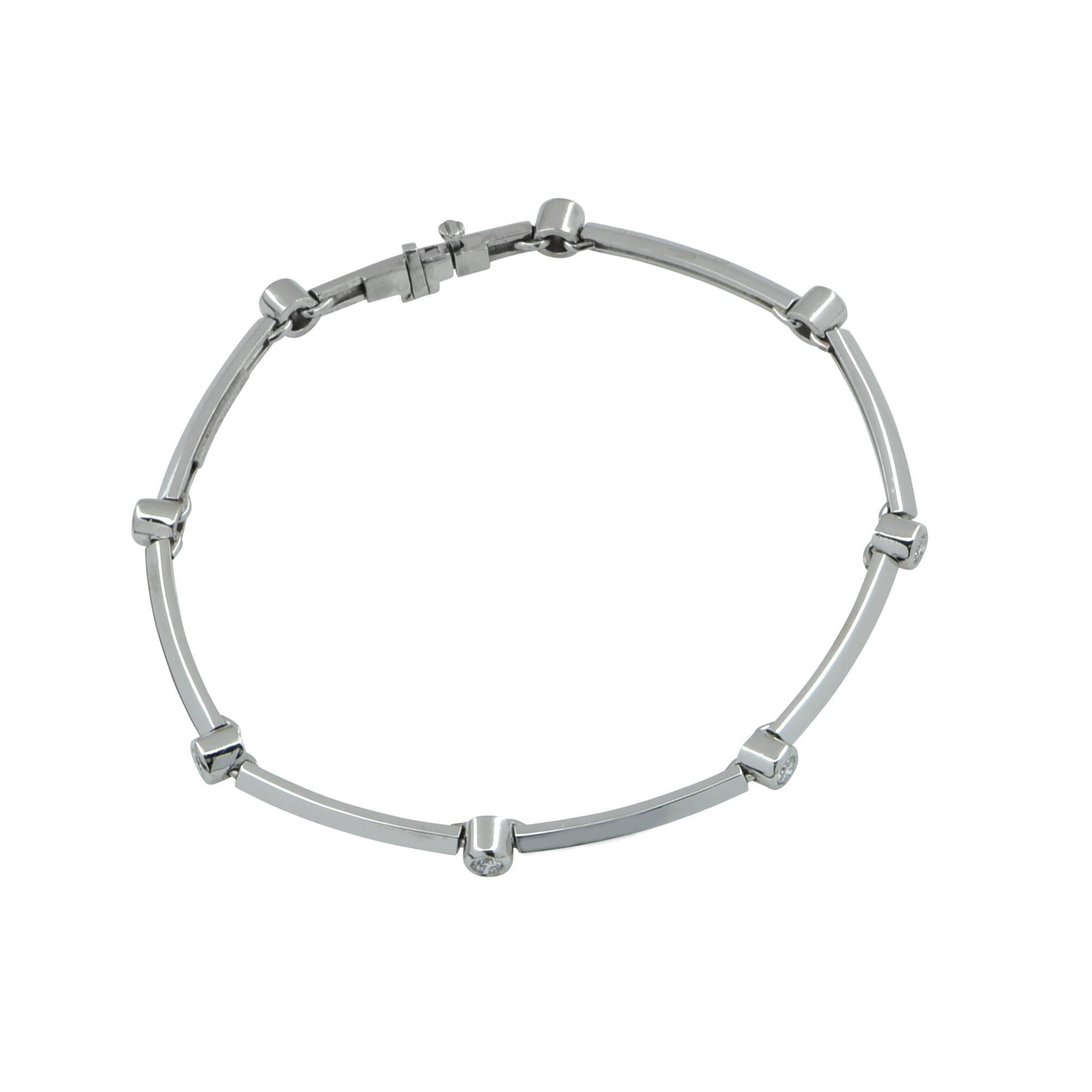 Round Cut Tiffany & Co. Diamond Station Platinum Bracelet