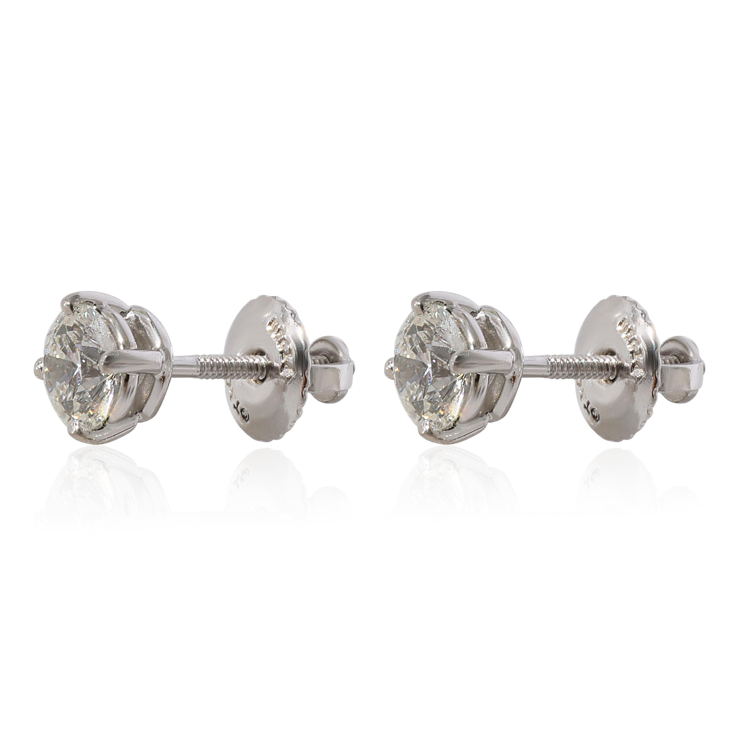 Round Cut Tiffany & Co. Diamond Stud Earring in 950 Platinum H VVS2 0.82 CTW