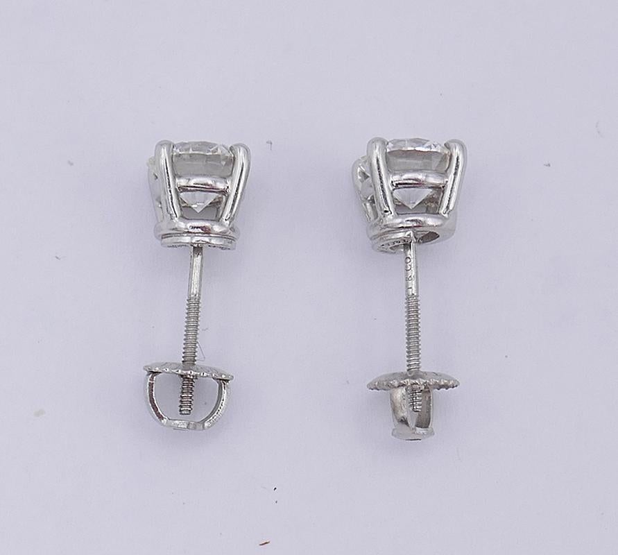 Tiffany & Co. Diamond Stud Earrings in Platinum Estate Jewelry 3