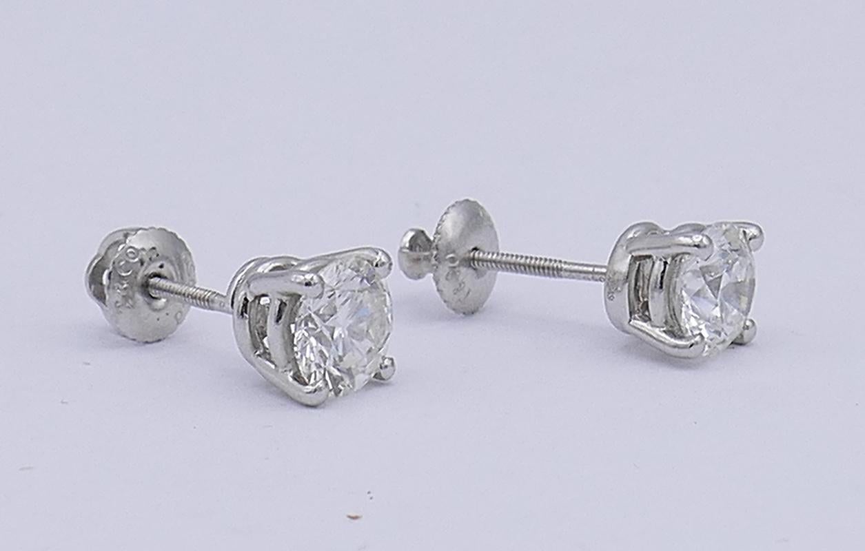 Tiffany & Co. Diamond Stud Earrings in Platinum Estate Jewelry 2