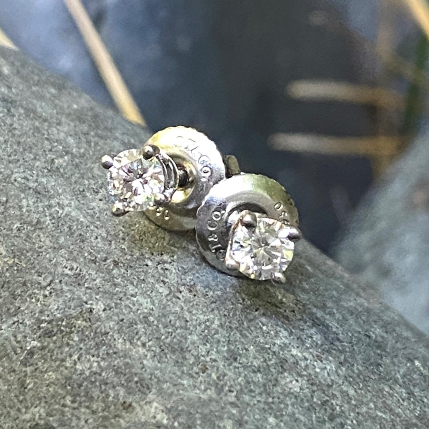 Contemporary Tiffany & Co. Diamond Studs in Platinum & 0.24 Total Carats