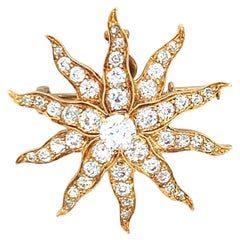 Retro Tiffany & Co. Diamond Sun Brooch