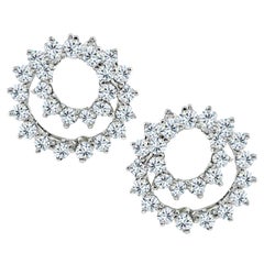 Diamond Platinum Swirl Earrings