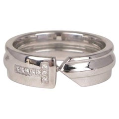 Tiffany & Co. Diamond T Modern Band Ring in 18k White Gold