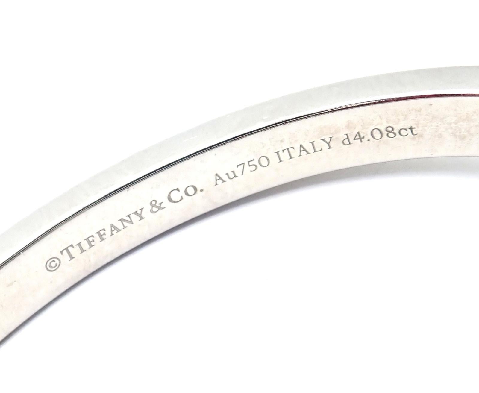 Brilliant Cut Tiffany & Co Diamond T1 Wide Hinged White Gold Bangle Bracelet For Sale