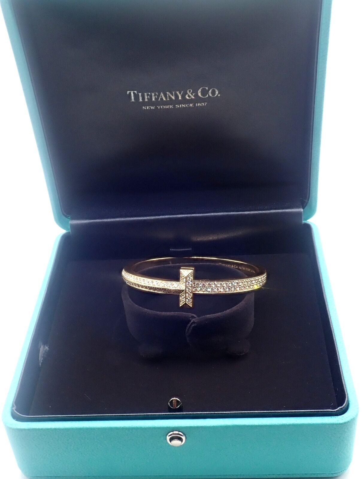 Tiffany & Co. Bracelet jonc large à charnières en or jaune avec diamants T1 en vente 8