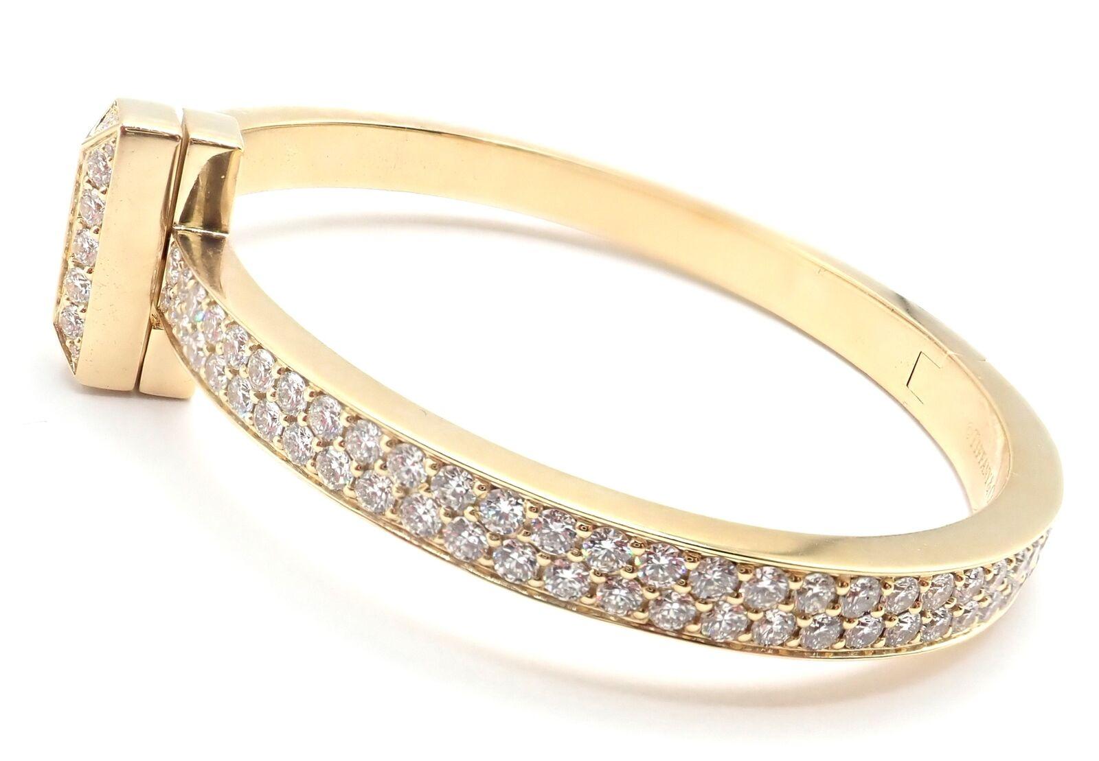 Tiffany & Co. Bracelet jonc large à charnières en or jaune avec diamants T1 en vente 1