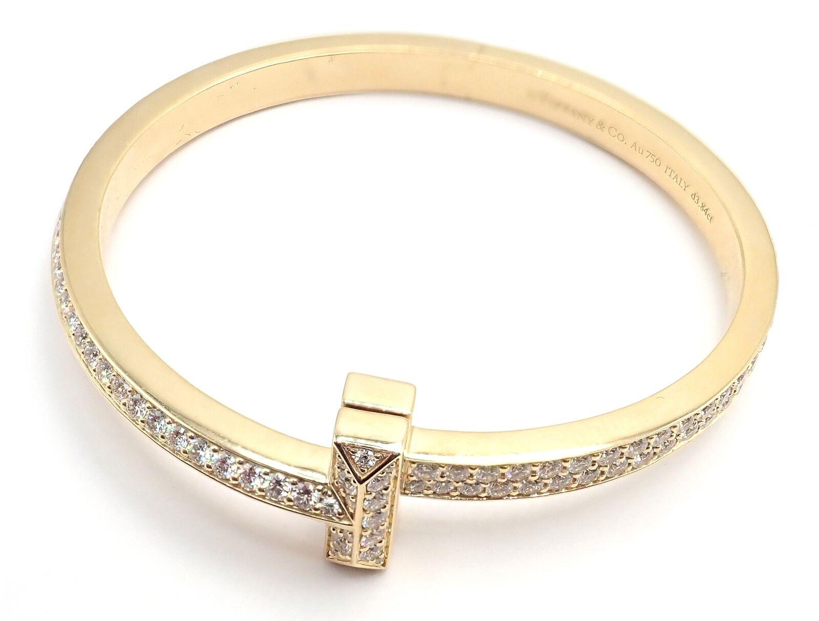 Tiffany & Co. Bracelet jonc large à charnières en or jaune avec diamants T1 en vente 2