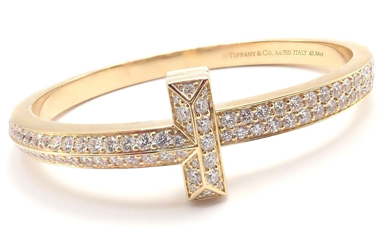 Tiffany & Co. Bracelet jonc large à charnières en or jaune avec diamants T1 en vente 3