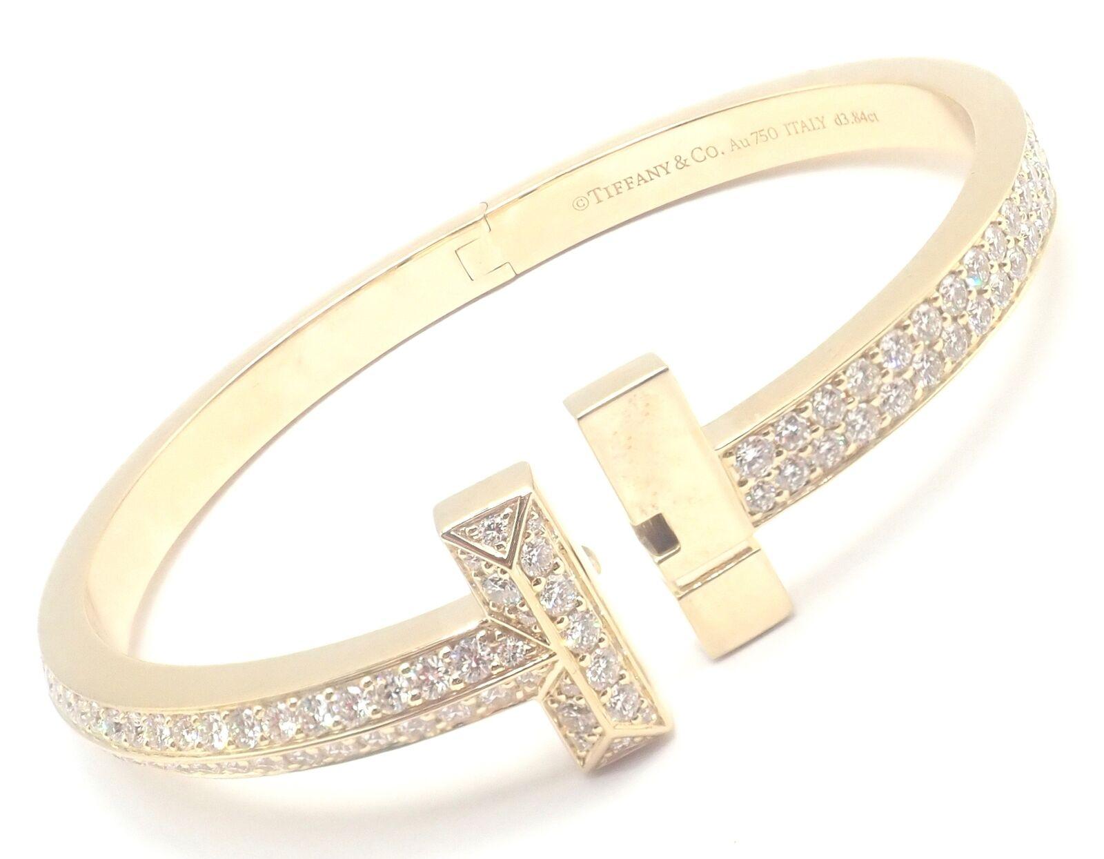 Tiffany & Co. Bracelet jonc large à charnières en or jaune avec diamants T1 en vente 4