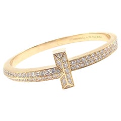 Tiffany & Co. Diamond T1 Wide Hinged Yellow Gold Armreif Armband