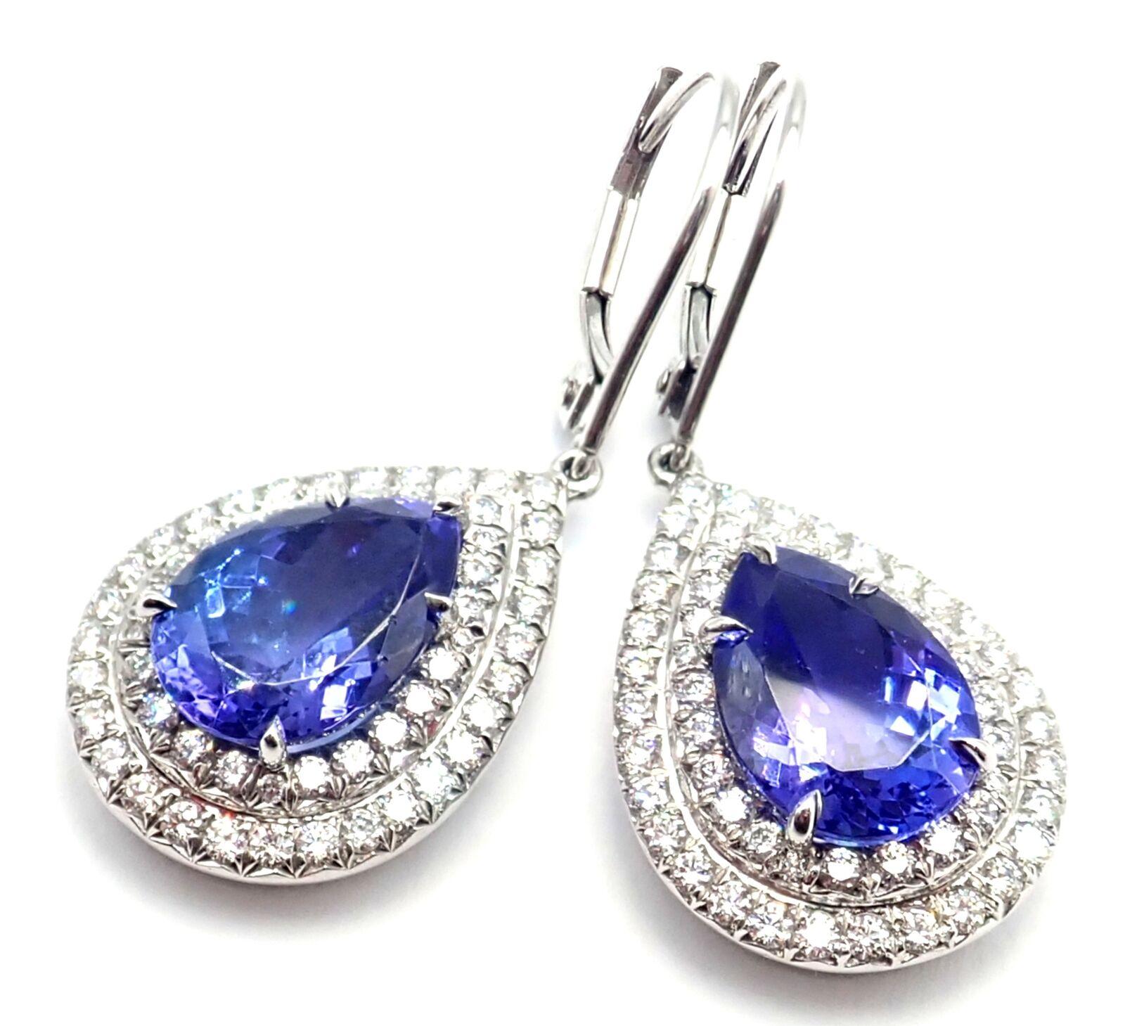 Tiffany & Co Diamond Tanzanite Soleste Platinum Drop Earrings For Sale 4