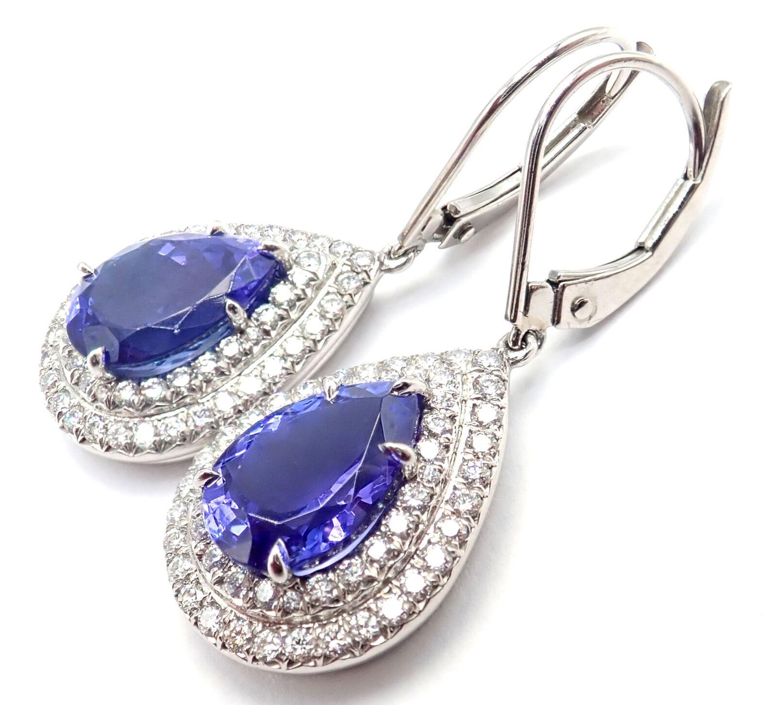 Women's or Men's Tiffany & Co Diamond Tanzanite Soleste Platinum Drop Earrings For Sale