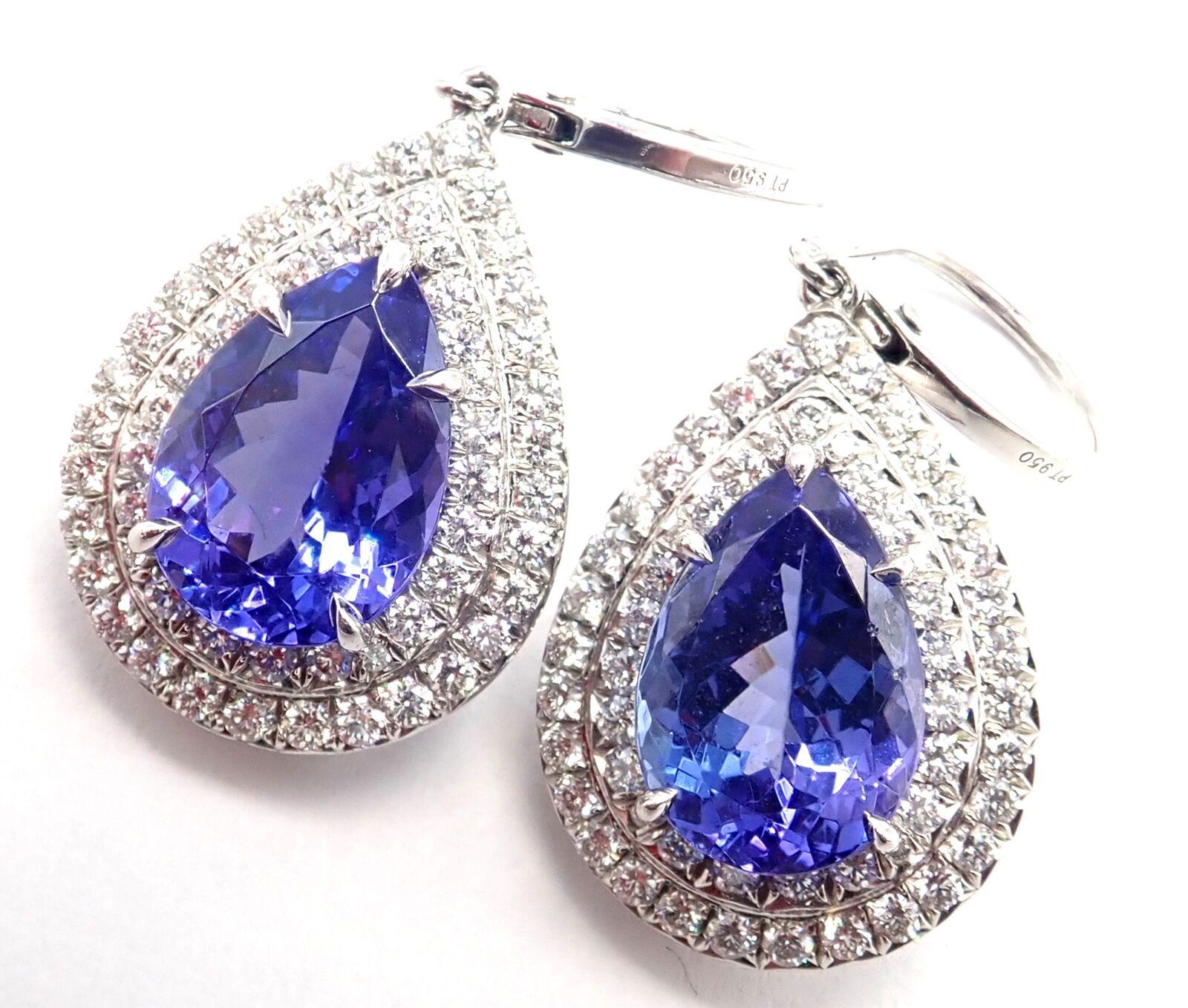 Tiffany & Co Diamant Tansanit Soleste Platin-Tropfen-Ohrringe mit Diamanten im Angebot 2