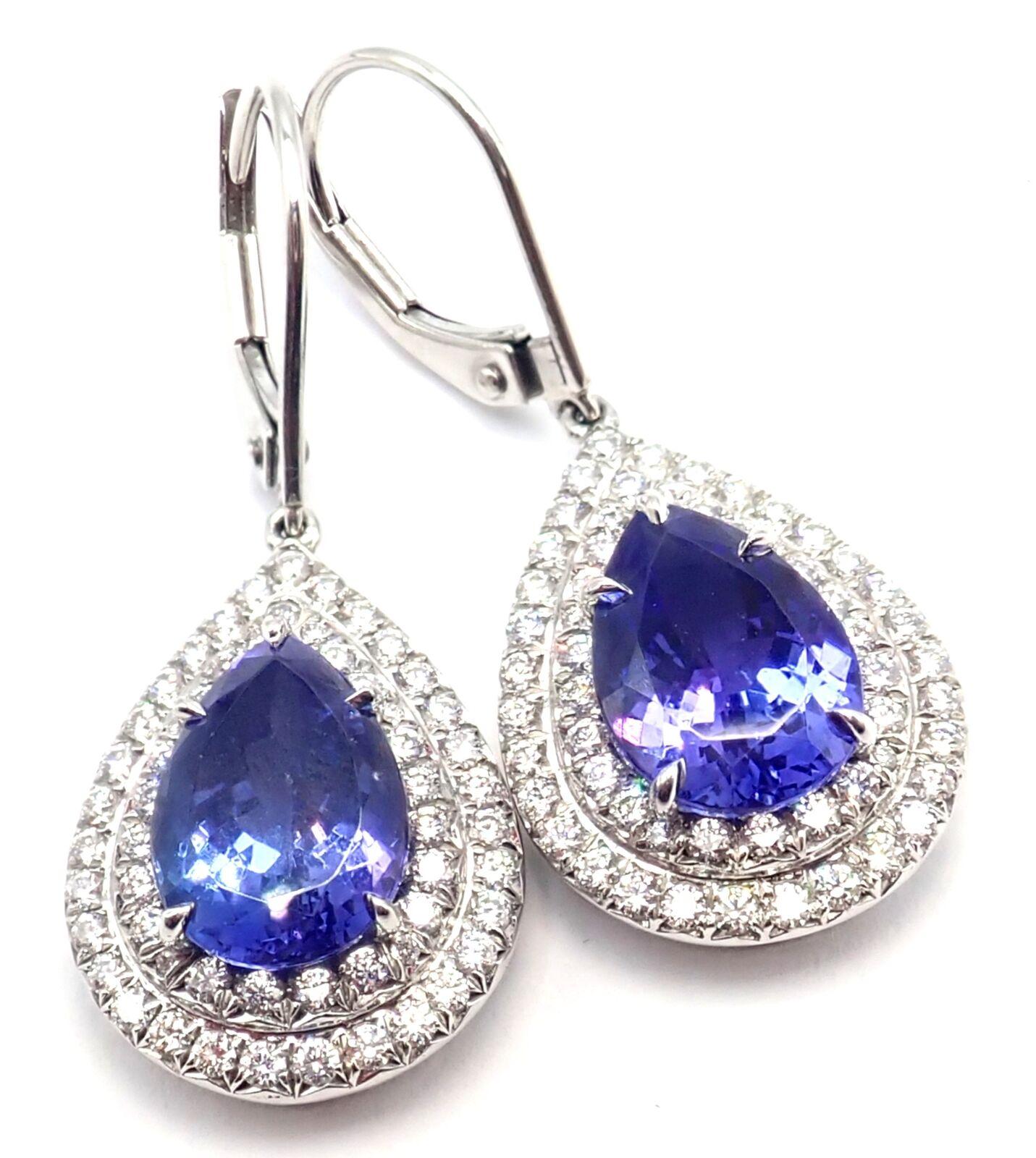 Tiffany & Co Diamant Tansanit Soleste Platin-Tropfen-Ohrringe mit Diamanten im Angebot 3