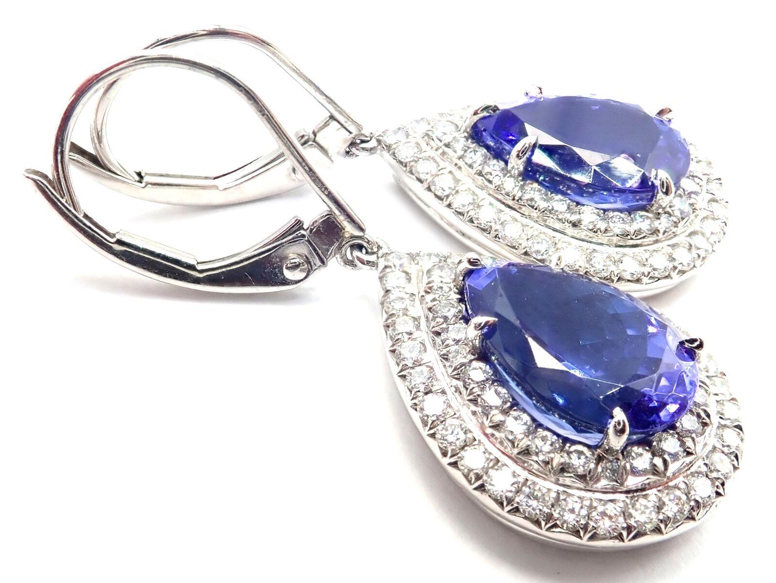 Tiffany & Co Diamond Tanzanite Soleste Platinum Drop Earrings For Sale 3