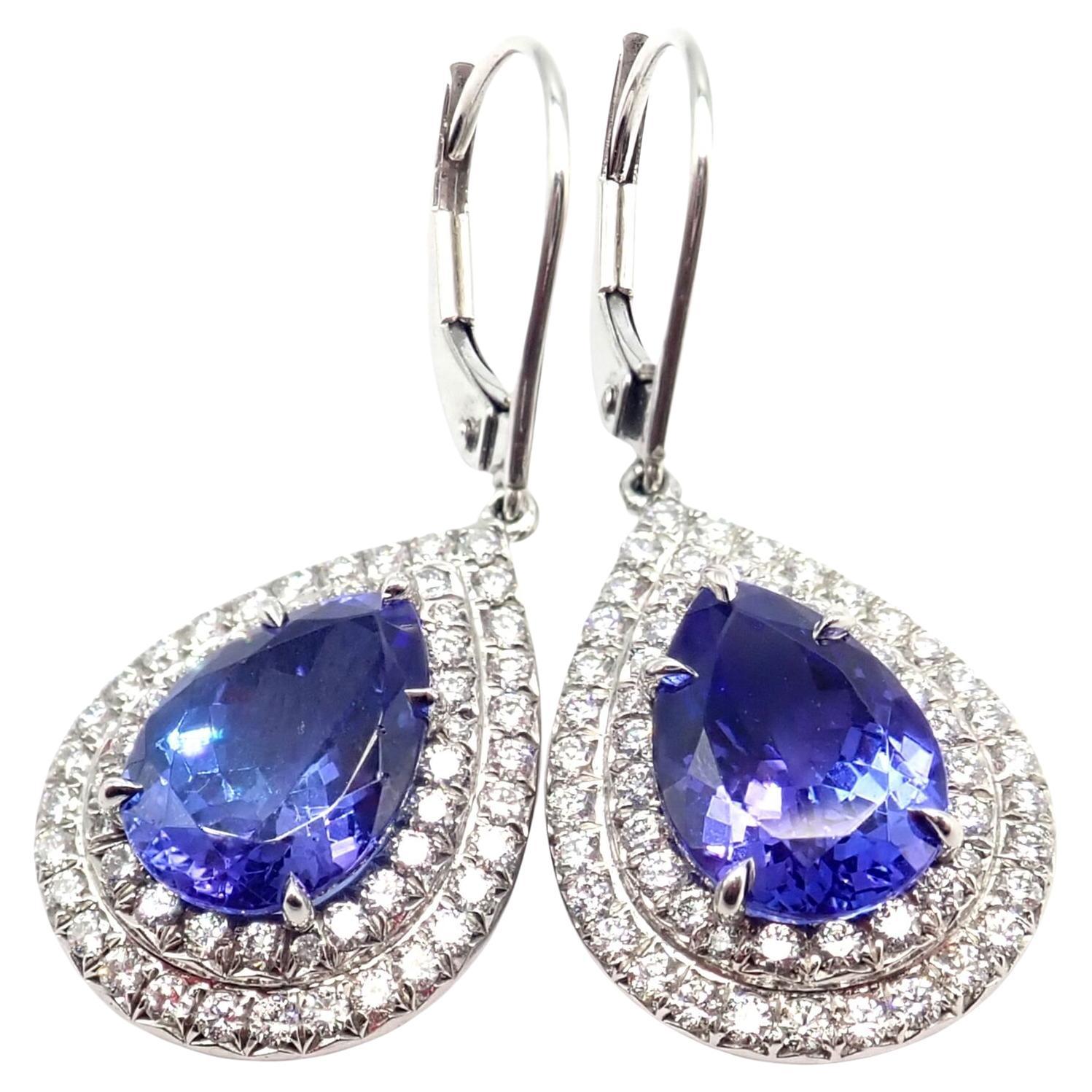Tiffany & Co Diamond Tanzanite Soleste Platinum Drop Earrings For Sale