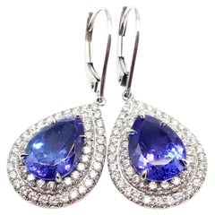 Used Tiffany & Co Diamond Tanzanite Soleste Platinum Drop Earrings