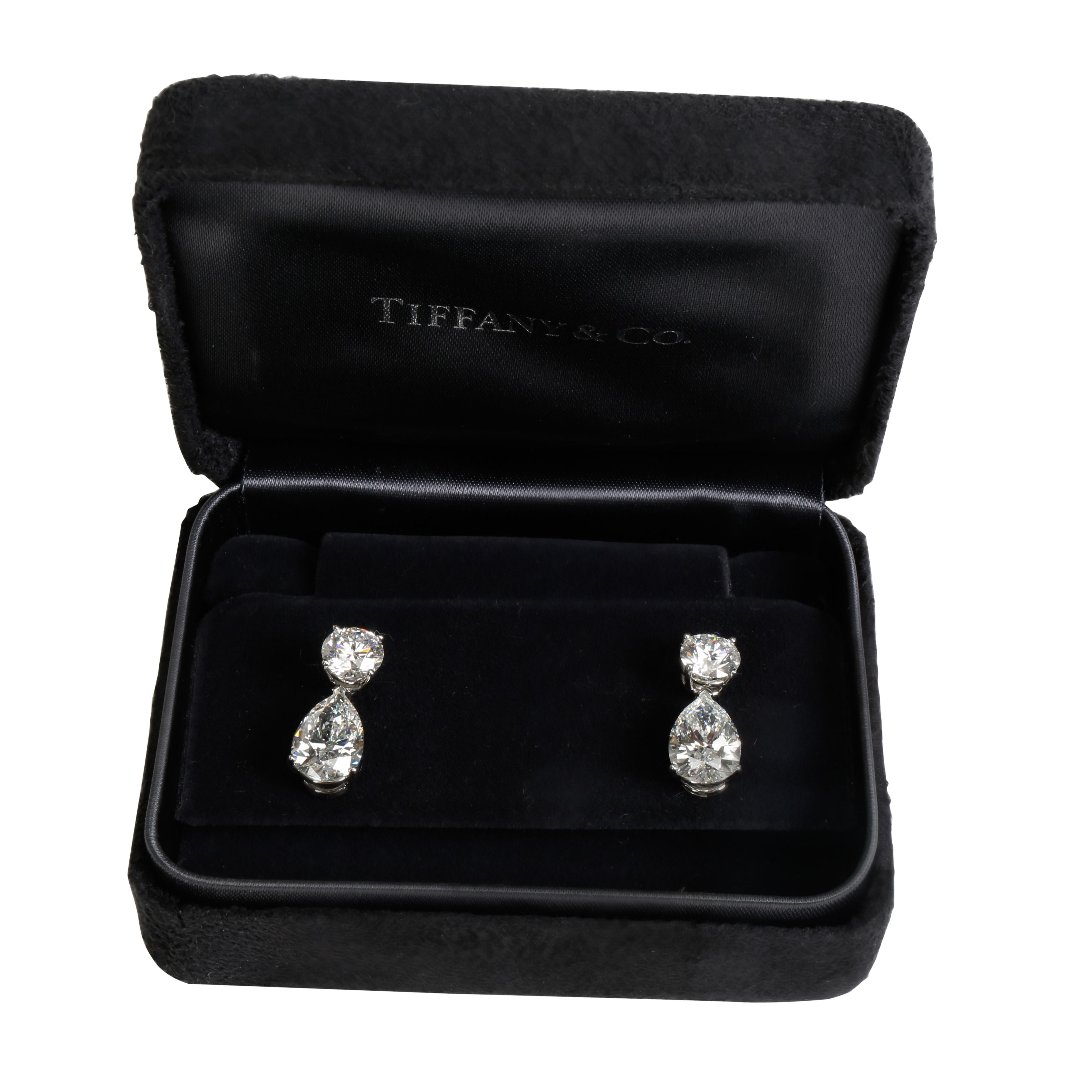 Tiffany & Co. Diamond Teardrop Earring in Platinum GIA Certified 6.69 Carat In Excellent Condition In New York, NY