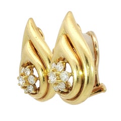 Tiffany & Co. Diamond Teardrop Vintage Earrings 18K Yellow Gold Cluster Earrings