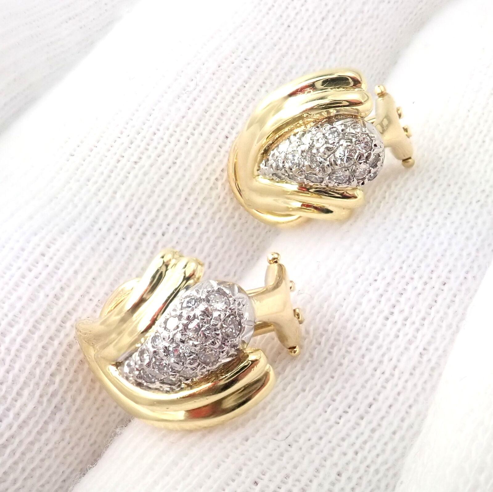 Brilliant Cut Tiffany & Co. Diamond Teardrop Yellow Gold Earrings For Sale