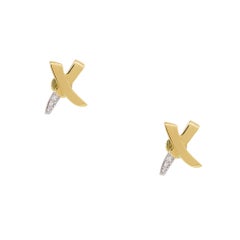 Tiffany & Co Diamond Tip Paloma Picasso Graffiti "X" Earrings 18 Karat In Stock