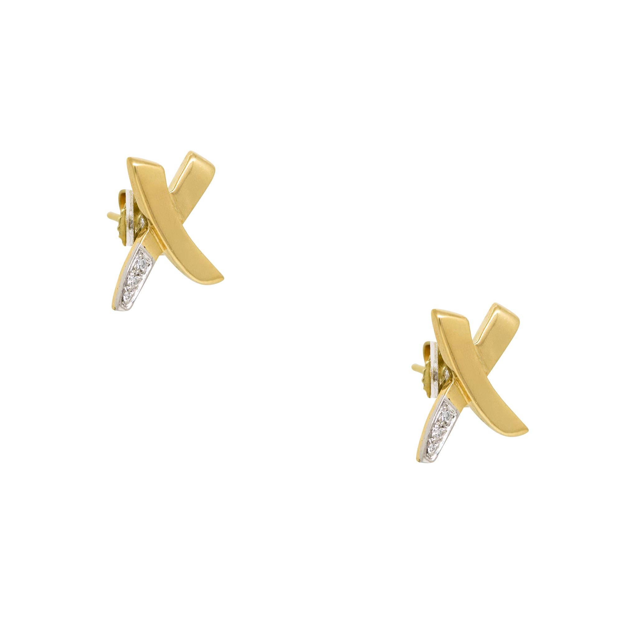 Moderne Tiffany & Co. Boucles d'oreilles « X » Paloma Picasso Graffiti en or 18 carats en vente
