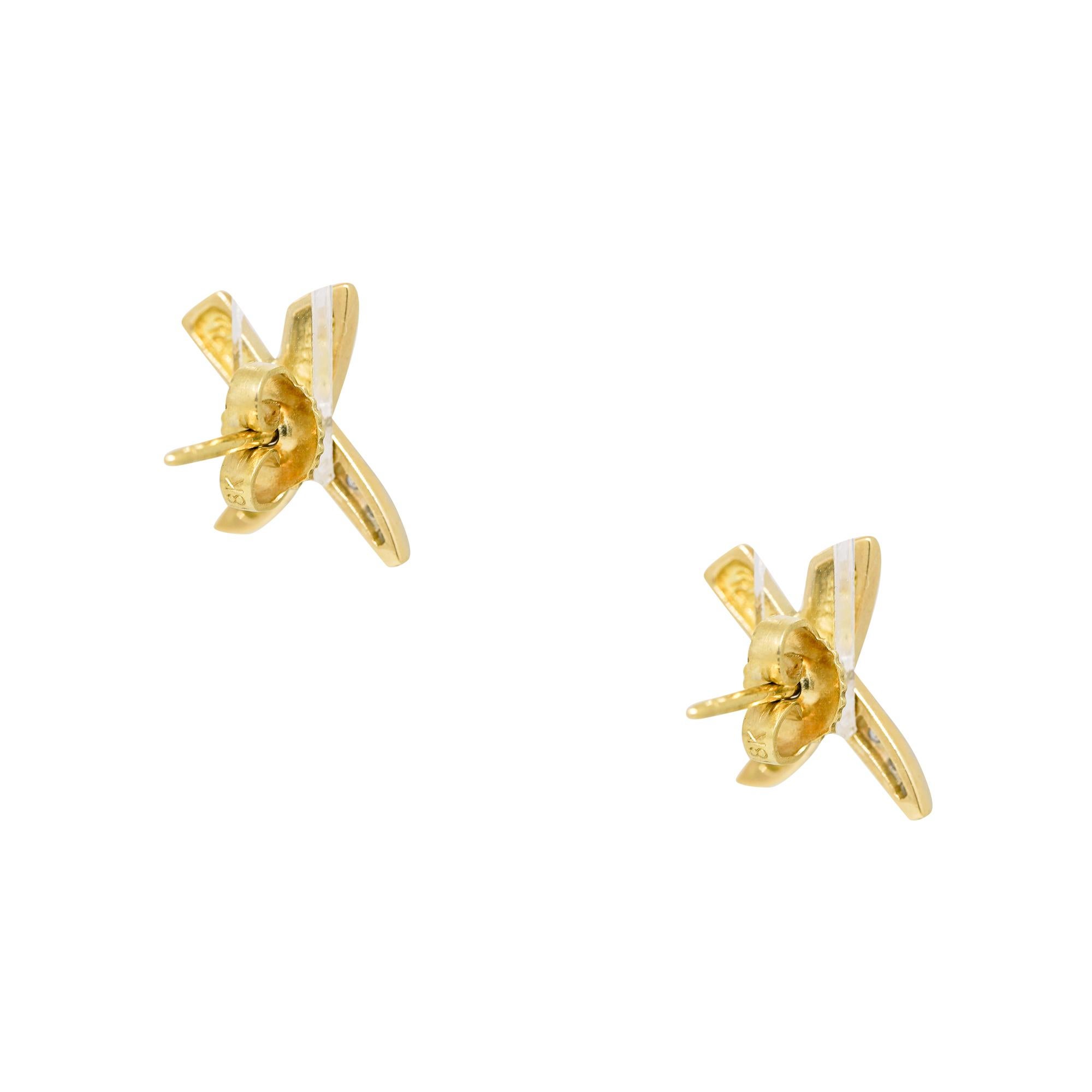 Taille ronde Tiffany & Co. Boucles d'oreilles « X » Paloma Picasso Graffiti en or 18 carats en vente