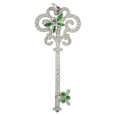Tiffany & Co. Diamond Tsavorite Garnet Platinum Enchant Dragonfly Key Pendant