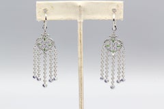 Tiffany & Co. Diamond Tsavorite Tanzanite and Platinum Dangle Earrings