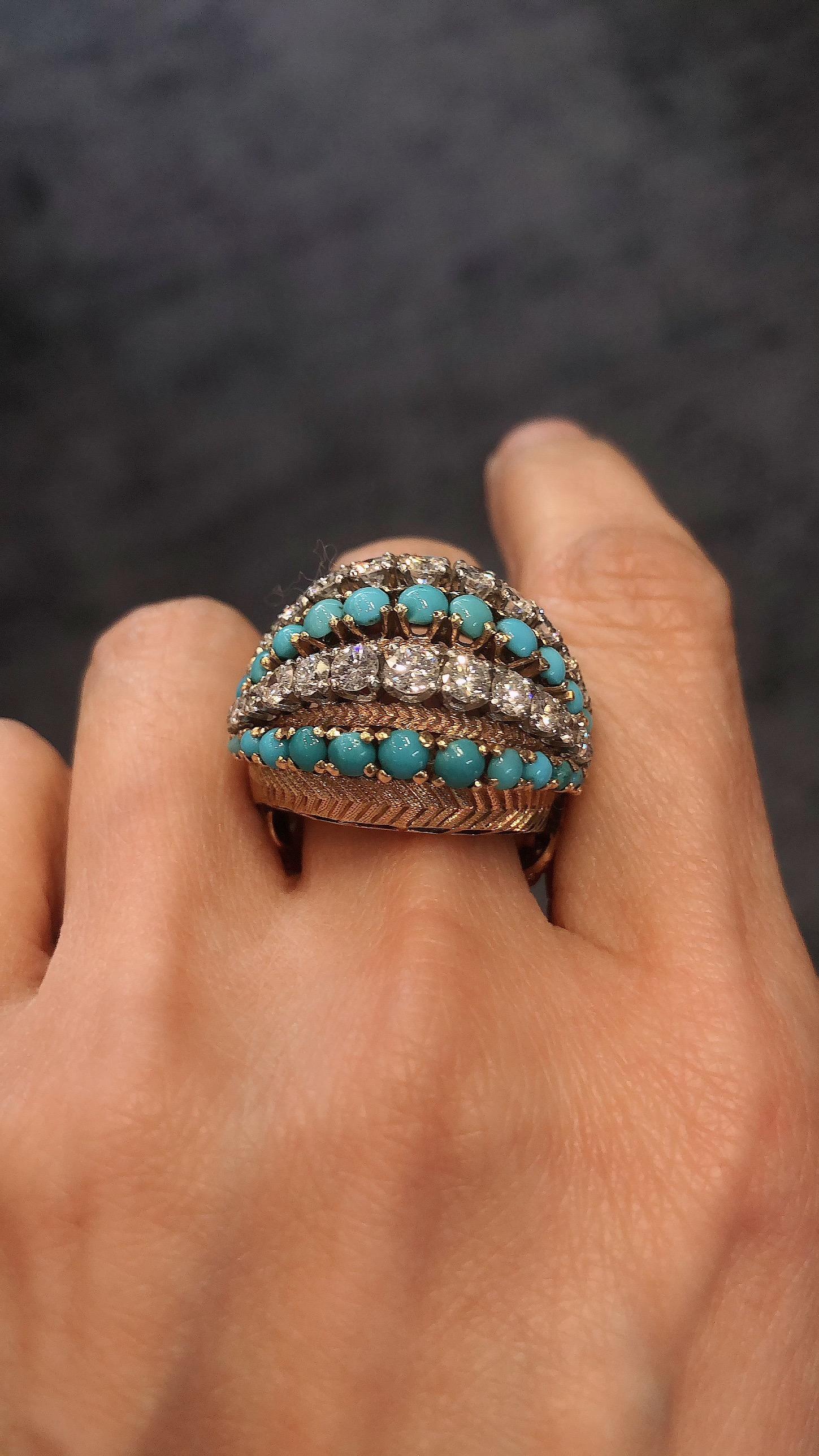TIFFANY & Co Diamond, Turquoise Dome Ring 2