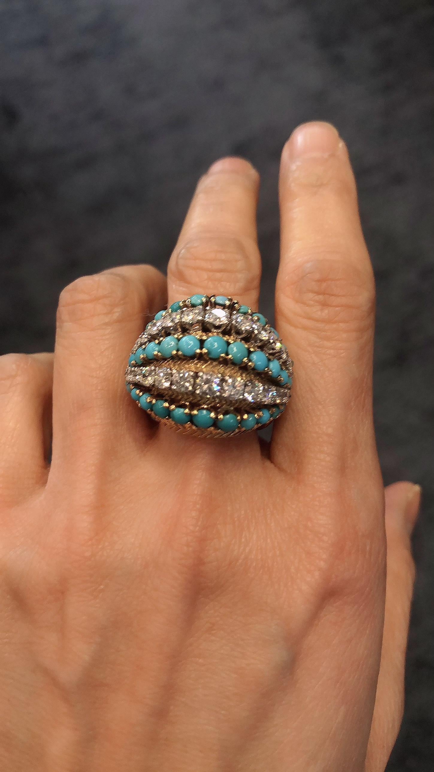 TIFFANY & Co Diamond, Turquoise Dome Ring 3