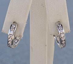 Tiffany & Co. Diamond Twist Hoop Earrings Platinum .72ct 1998 Papers Box