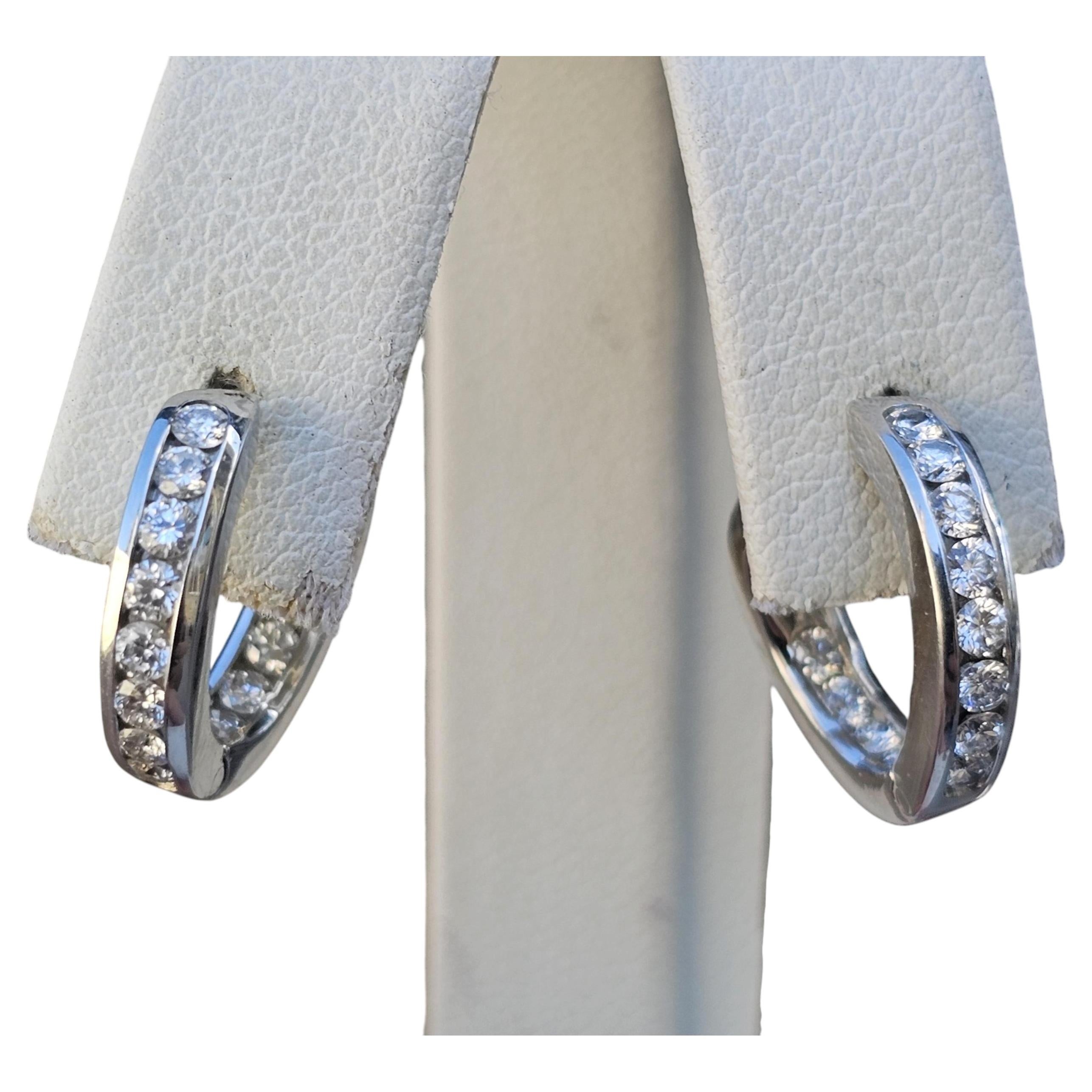 Tiffany & Co. Diamond Twist Hoop Earrings Platinum .72ct 1998 Papers Box