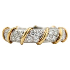 Tiffany & Co. Diamond Two-Tone Platinum 18K Gold Wedding Band Ring