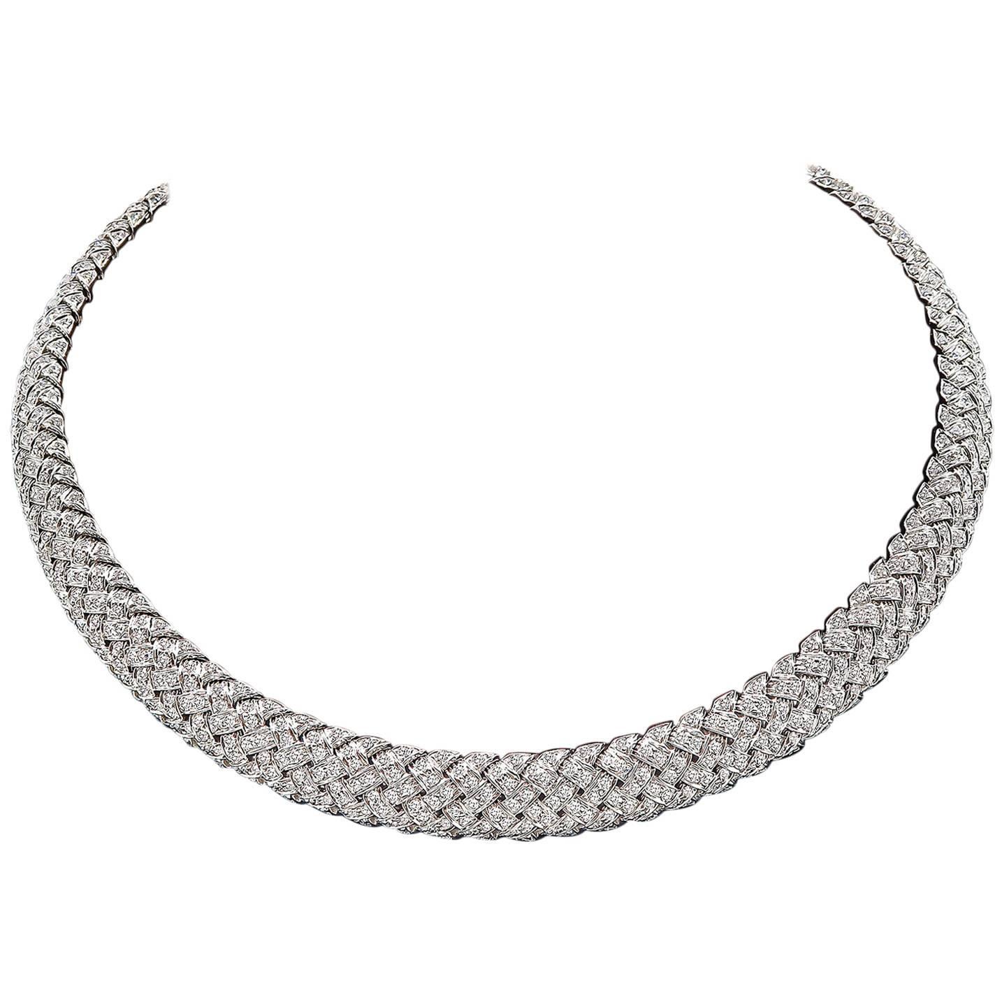 Tiffany and Co. Diamond Vannerie Choker Necklace at 1stDibs | tiffany  diamond choker, tiffany diamond choker necklace