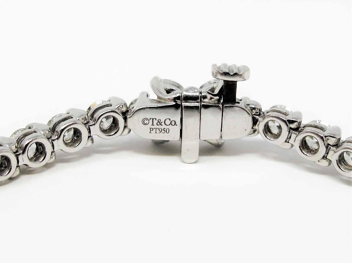 Tiffany & Co. Diamond Victoria Line Bracelet 4.49 Carat Round Diamond Platinum 1