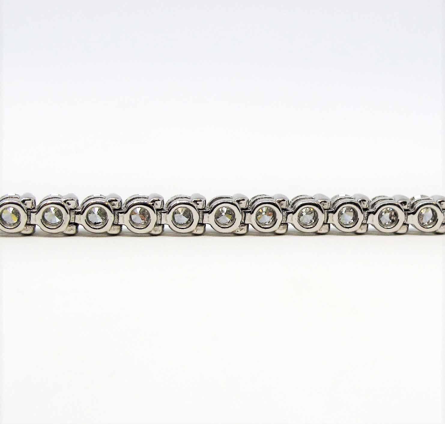 Women's or Men's Tiffany & Co. Diamond Victoria Line Bracelet 4.49 Carat Round Diamond Platinum