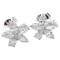 Tiffany & Co Diamond Victoria Mixed Cluster Large Platinum Earrings