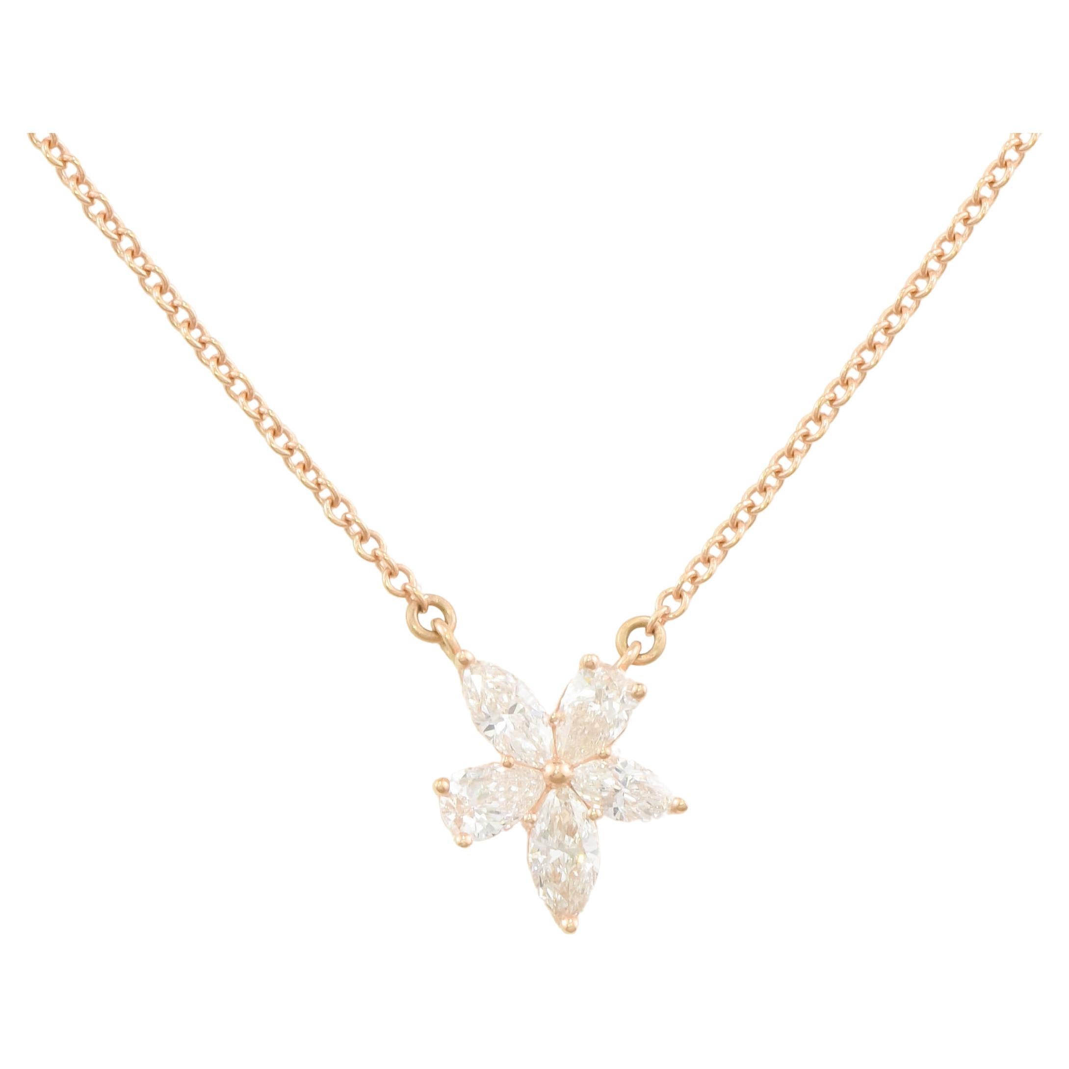 Tiffany & Co. Diamond Victoria Necklace, Mixed Cluster Flower in 18K Rose Gold For Sale
