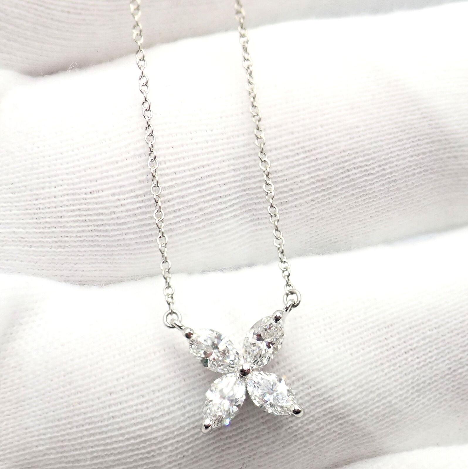 Tiffany & Co Diamond Victoria Platinum Large Pendant Necklace In Excellent Condition In Holland, PA