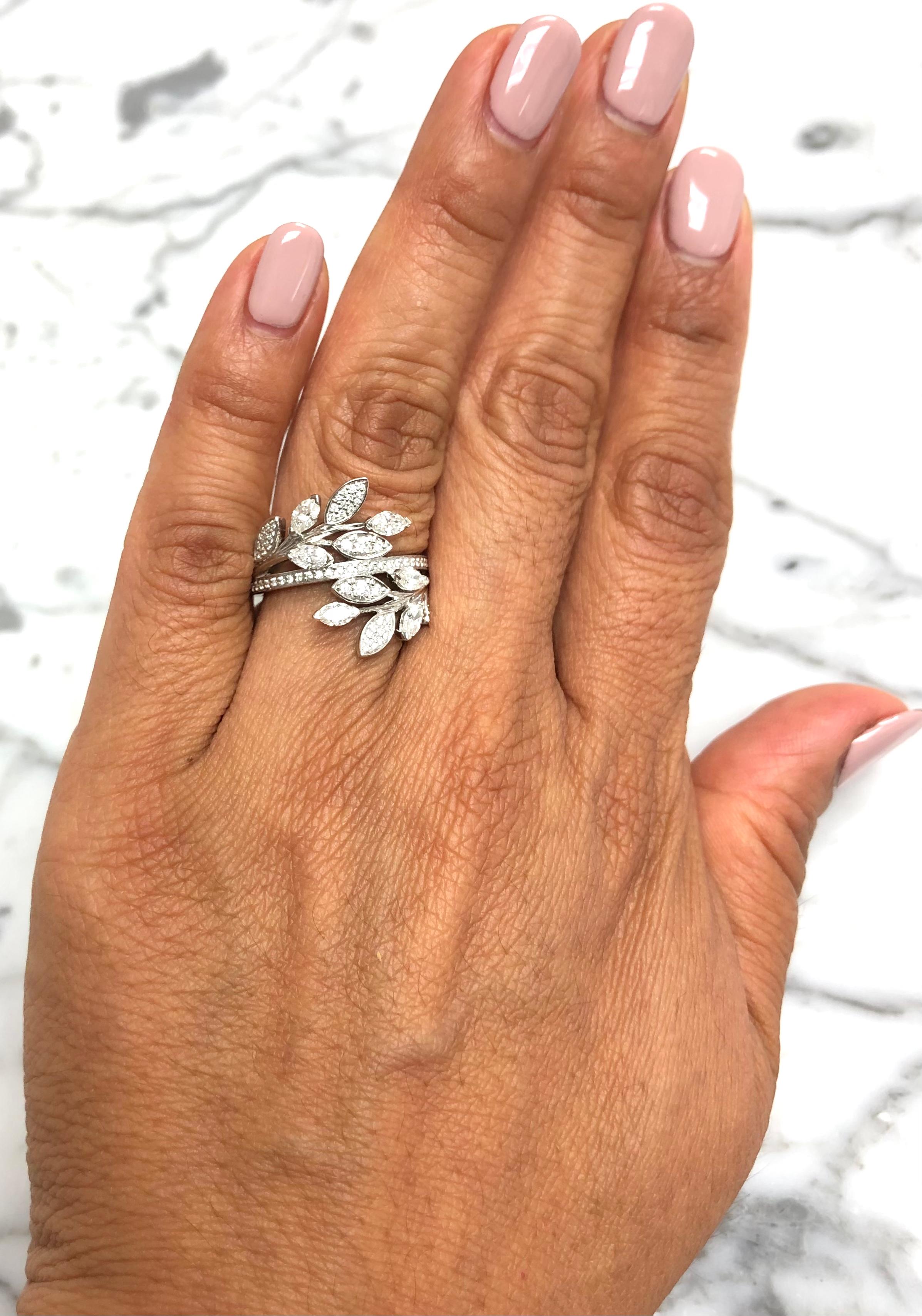 Round Cut Tiffany & Co. Diamond Victoria Vine Bypass Ring in Platinum