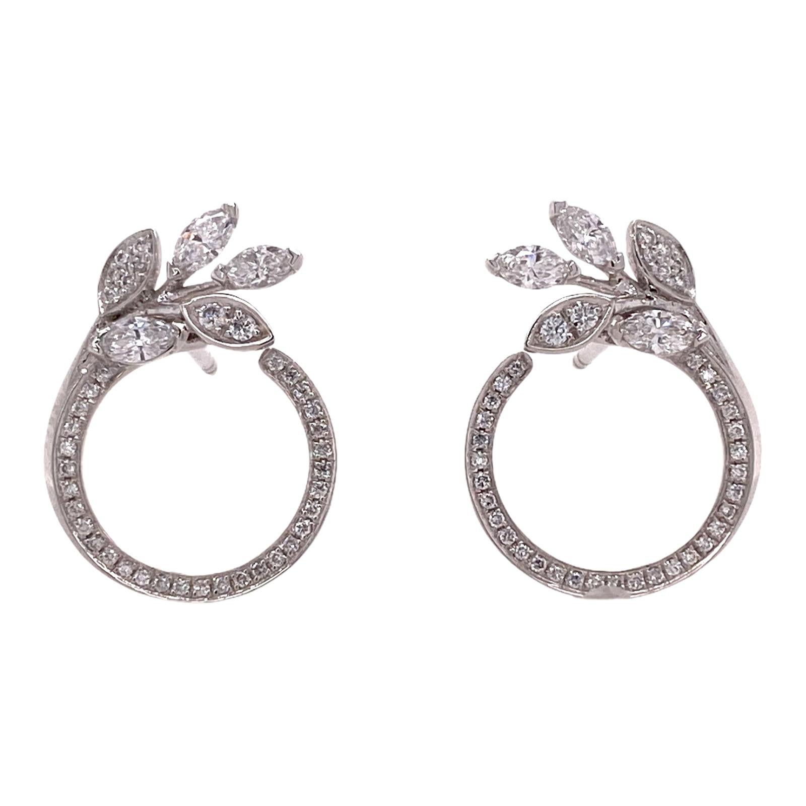 Tiffany & Co. Diamond Vine Circle Platinum Earrings Victoria Collection